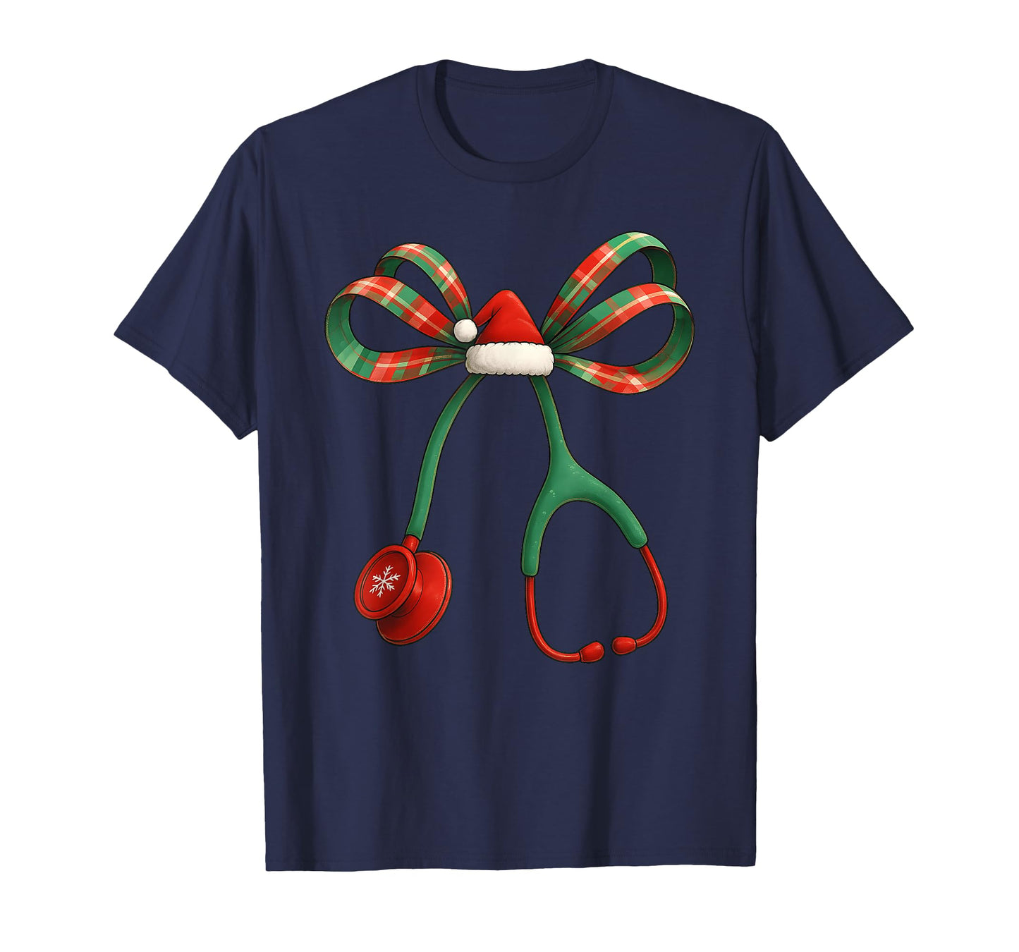 Christmas Coquette Bow Stethoscope Medical Nurse Women Girl T-Shirt