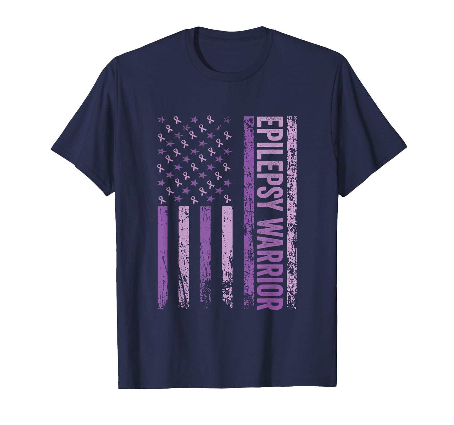 Epilepsy Warrior Kids Purple Ribbon Awareness USA Flag T-Shirt
