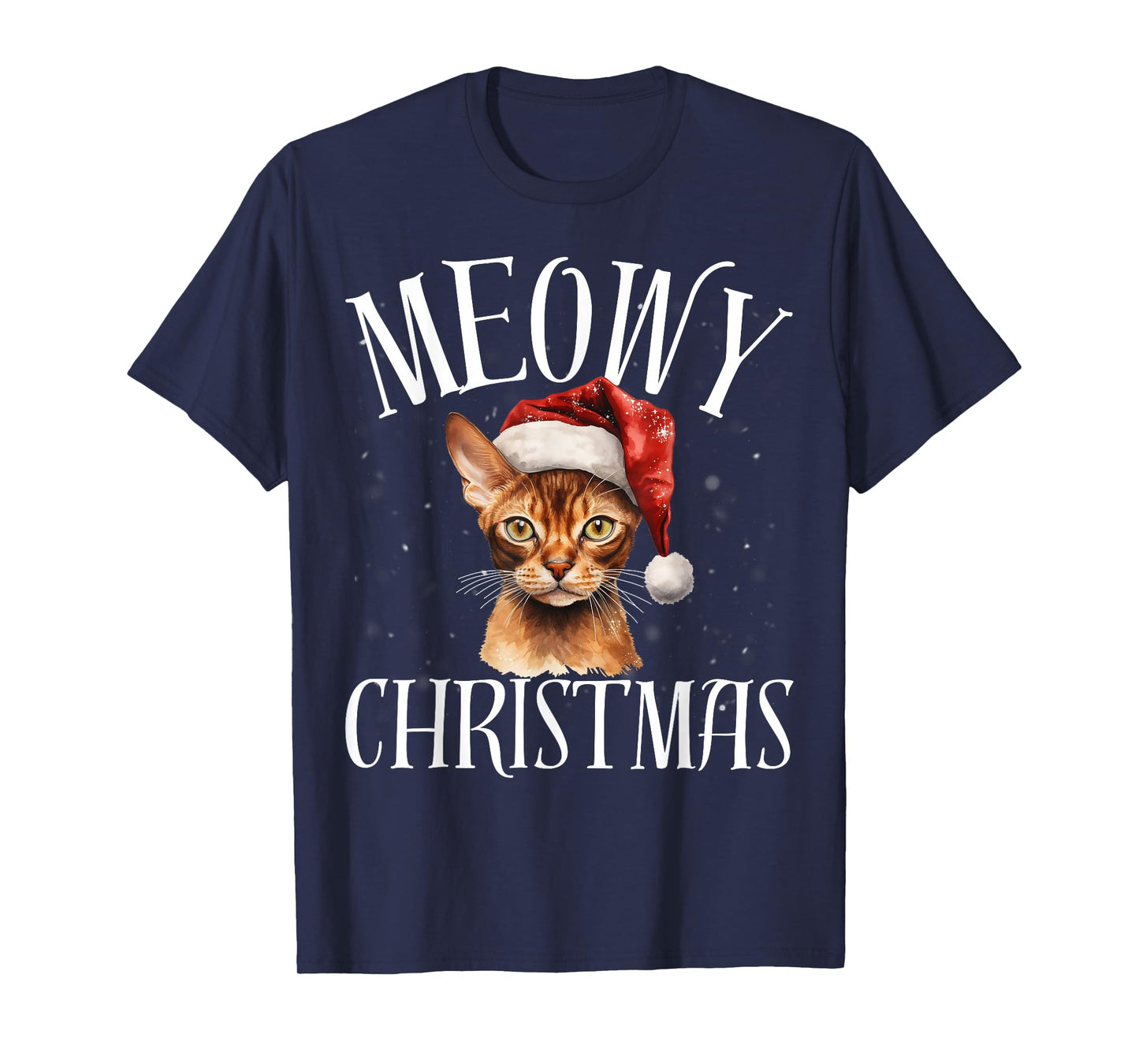 Funny Meowy Christmas Abyssinia Cat Merry Xmas Holiday Party T-Shirt