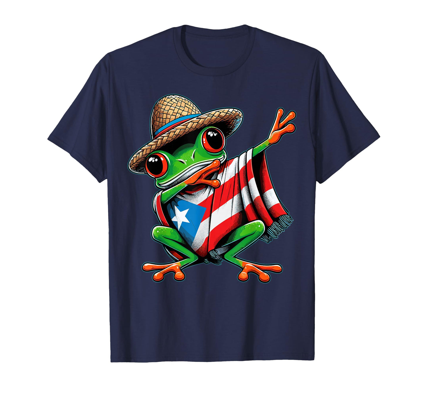 Puerto Rico Frog Coqui Dabbing Poncho Puerto Rican Flag T-Shirt
