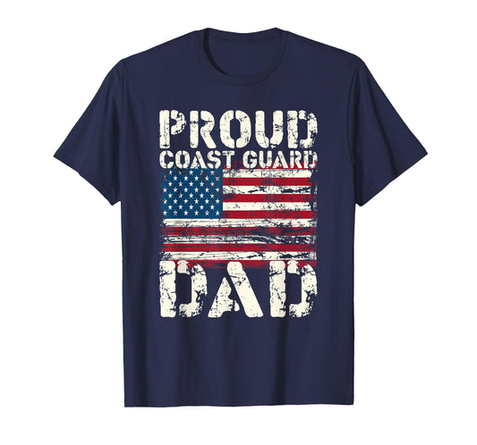 Coast Guard Dad USCG Distressed US American Flag Gift T-Shirt