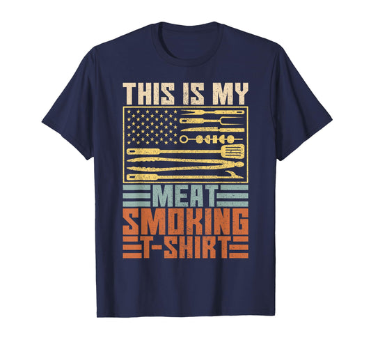 Mens Vintage BBQ Smoker Grill Outfit This is My Meat Smoking T-Shirt