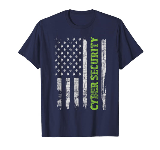 Cybersecurity - USA Flag Computer Engineer Programmer Hacker T-Shirt