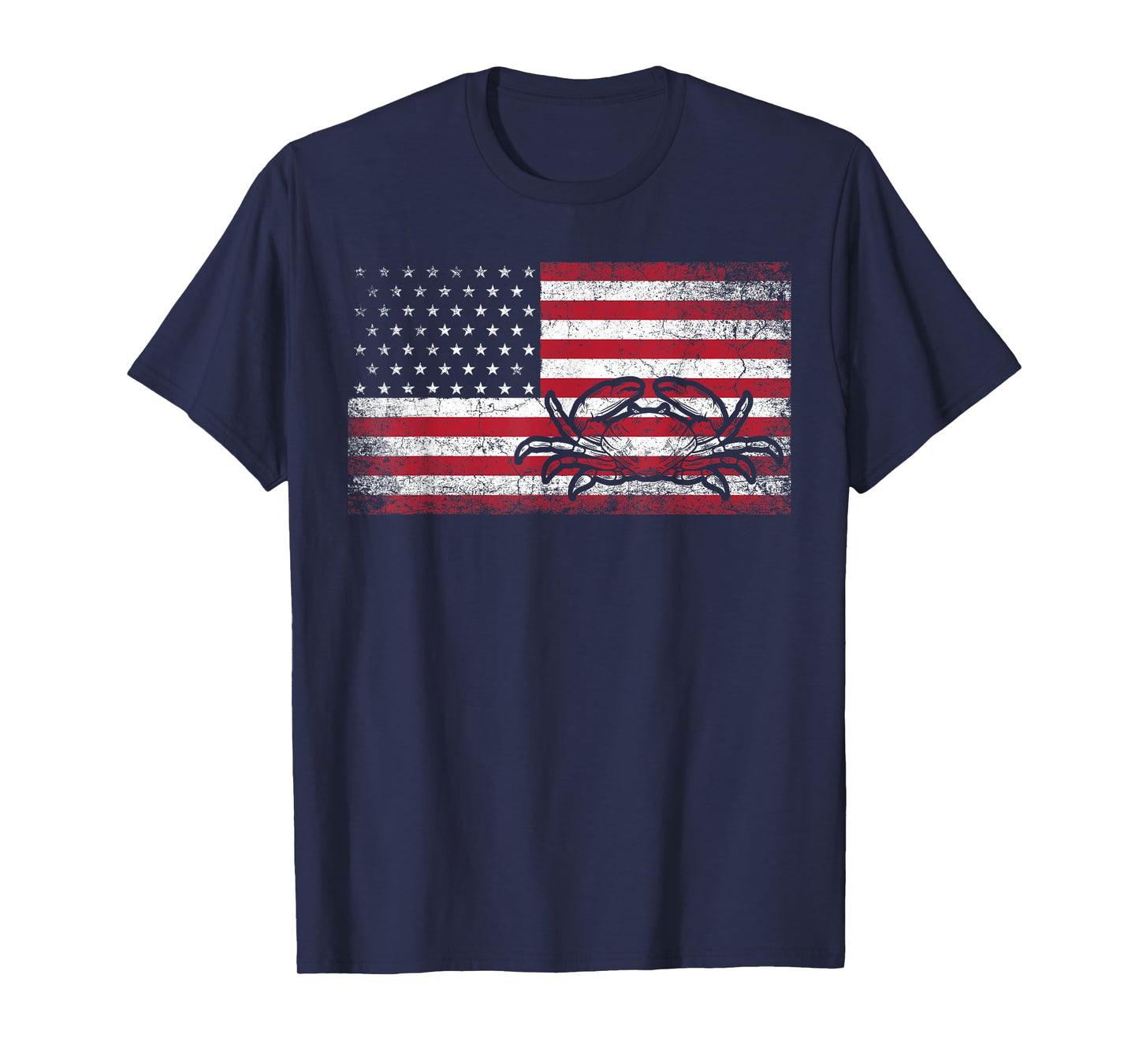 Crab Fisherman American Flag 4th of July T Shirt Crabbing T-Shirt