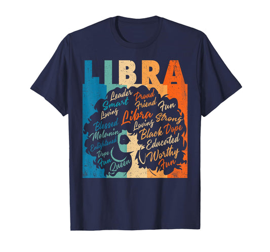 African American Women Zodiac Birthday Libra Girl T-Shirt