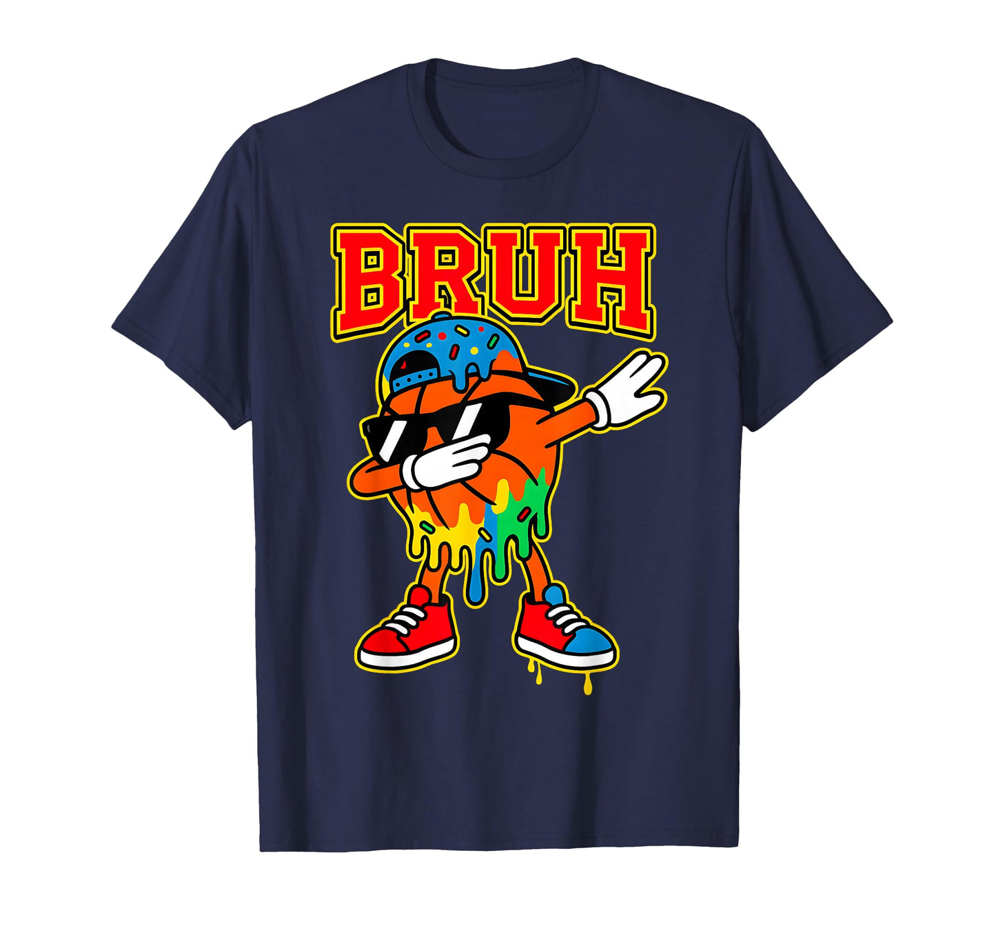 Dabbing Basketball Ice Cream Drip Bruh Boys Basketball Stuff T-Shirt