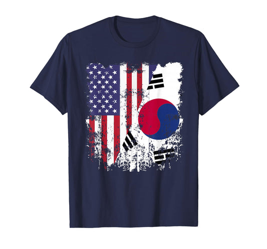 Korean Roots Half American Flag Korea Flag T-Shirt