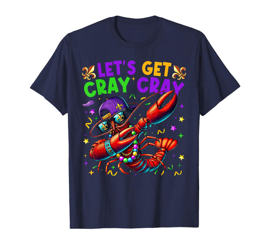 Let's Get Cray Cray Mardi Gras Dabbing Crawfish Boy Girl Kid T-Shirt