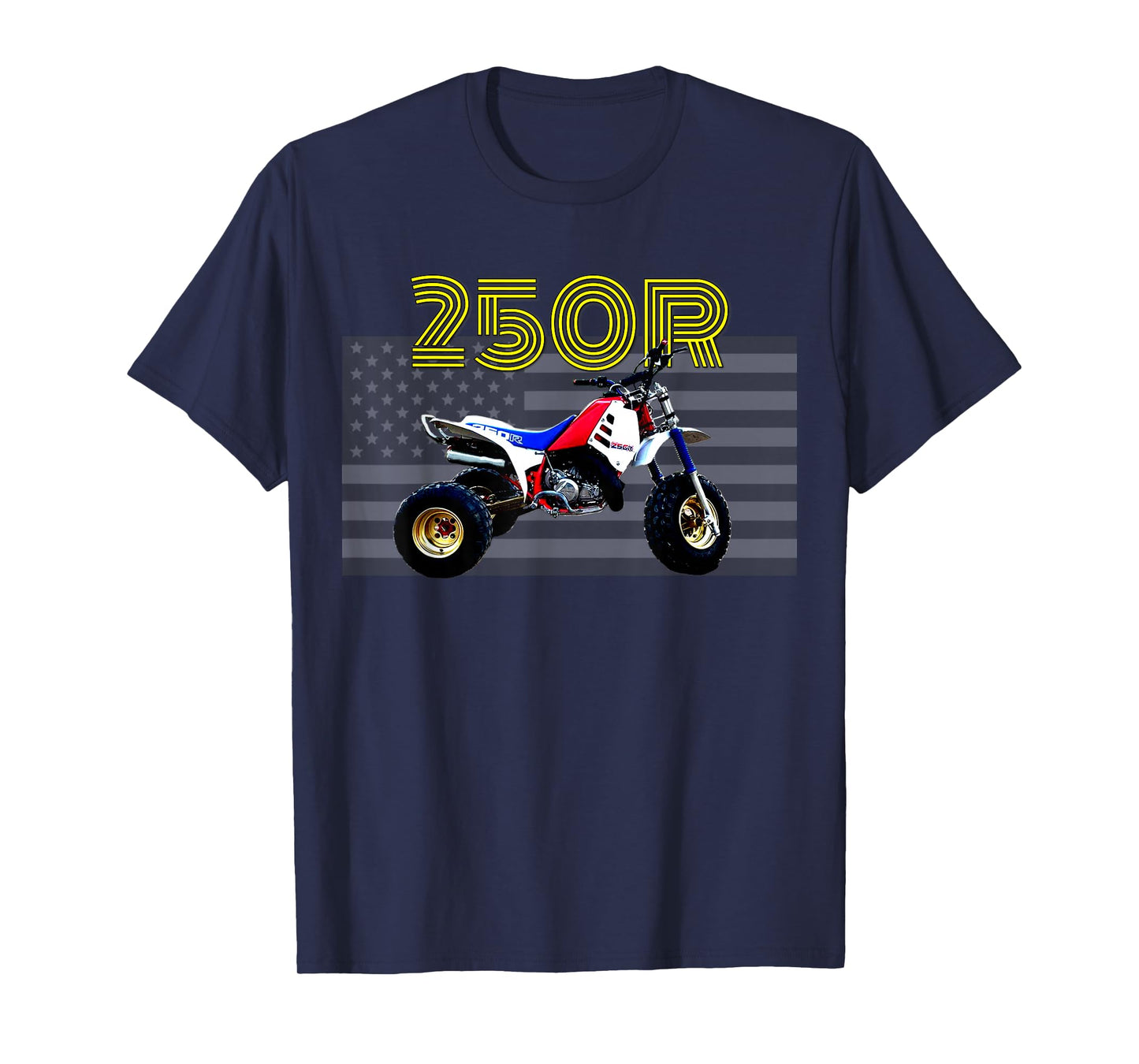 250r ATV ATC Vintage Retro Three Wheeler American Flag T-Shirt