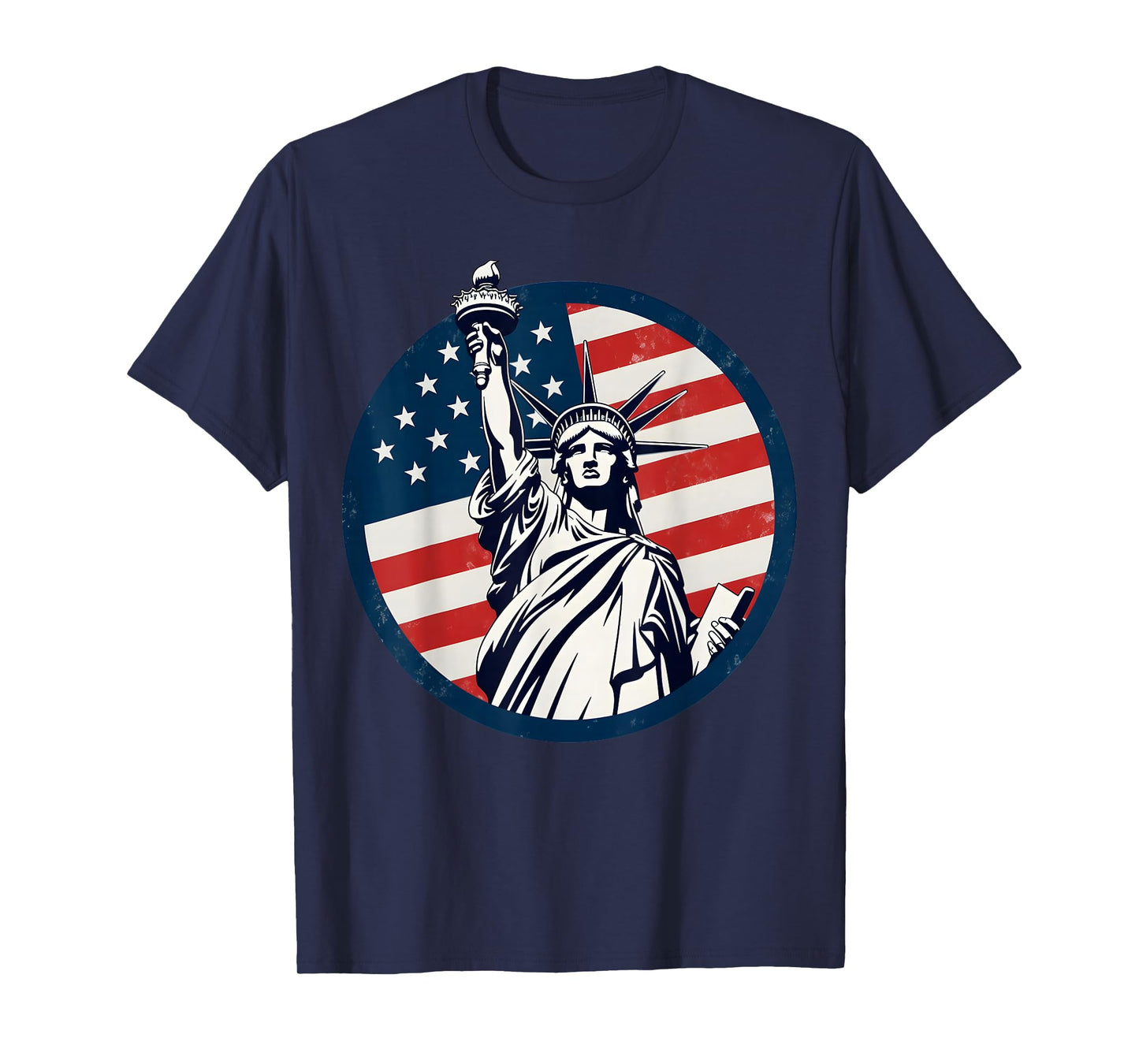 Statue of Liberty with American Flag - Fourth of July T-Shirt