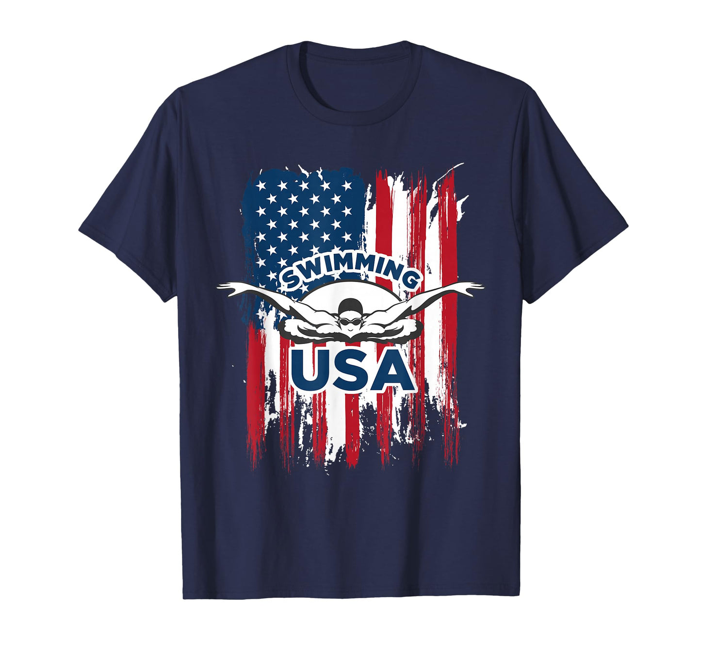 Swimming USA Support The Team Shirt USA Flag Pool T-Shirt