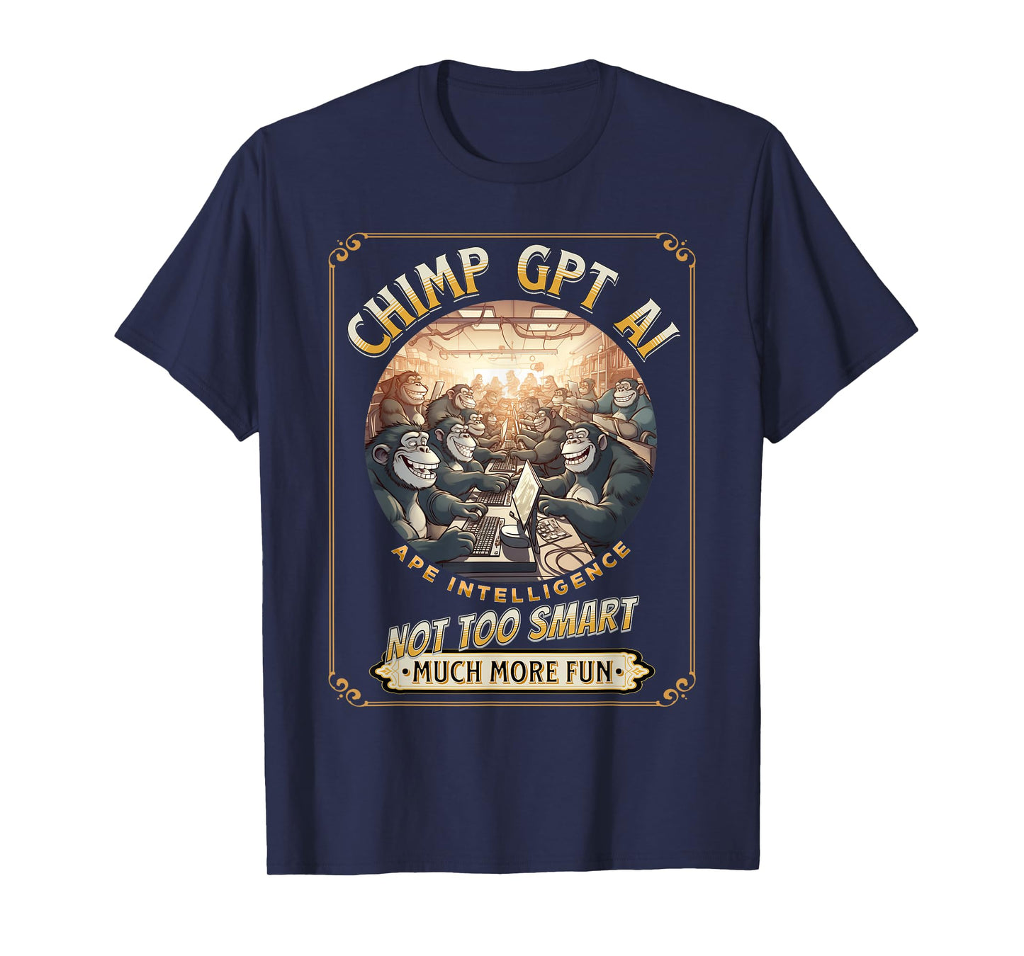 Chimp GPT AI Funny Chimpanzee Ape Intelligence pun T-Shirt