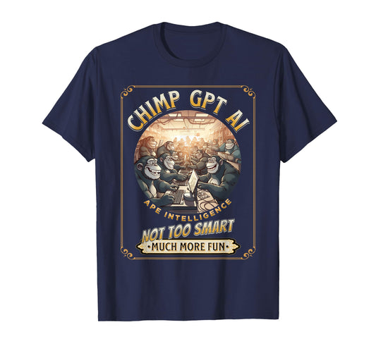 Chimp GPT AI Funny Chimpanzee Ape Intelligence pun T-Shirt