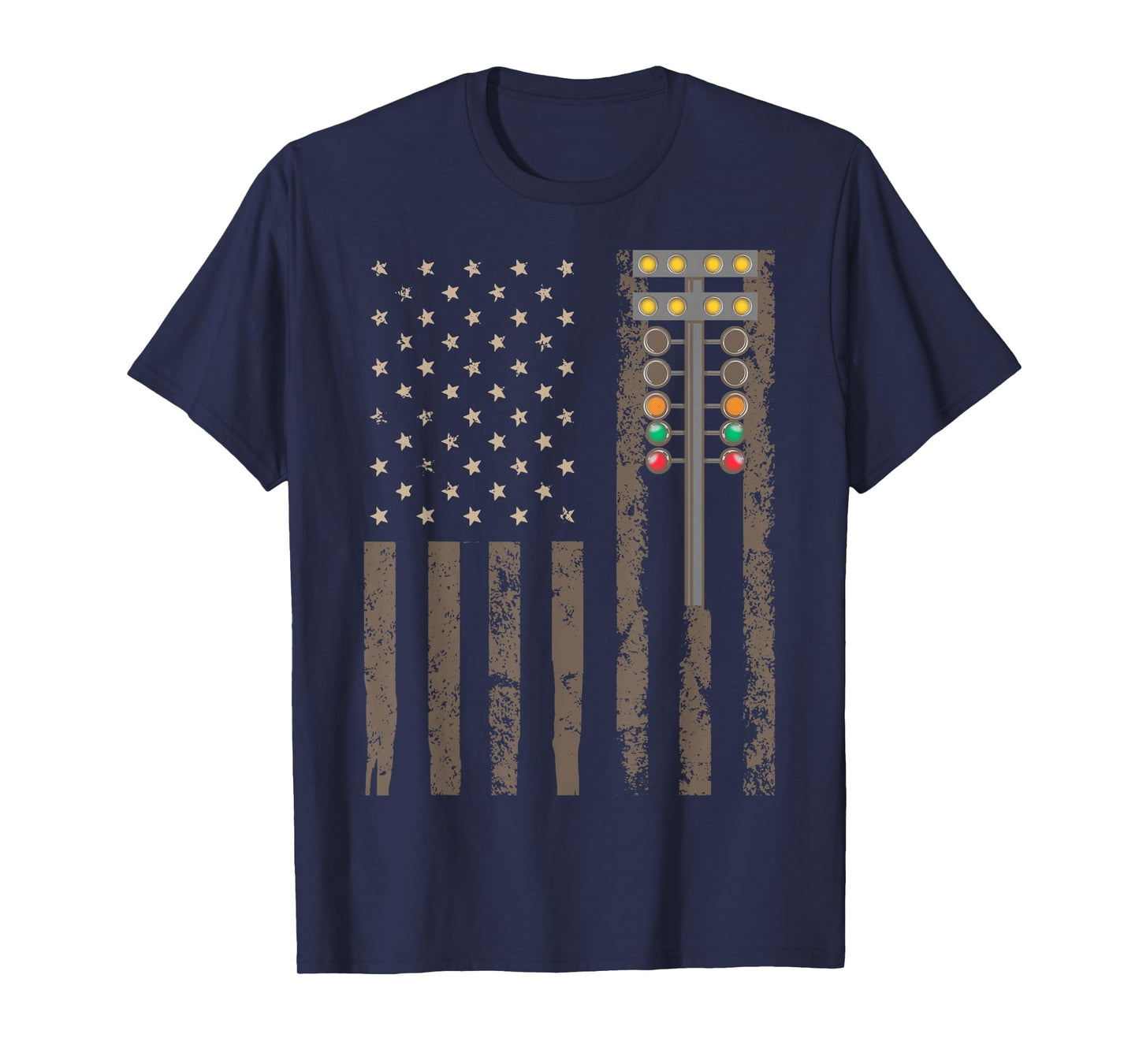 American Flag Drag Strip Auto Tree Light for Racecar Driver T-Shirt