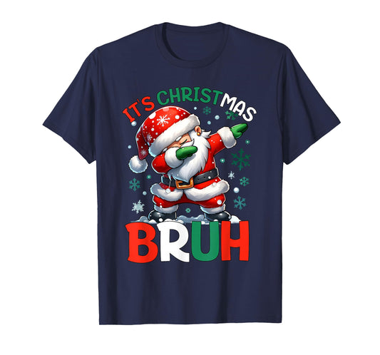 Bruh Dabbing Funny Christmas Holiday Santa Claus Xmas Boys T-Shirt