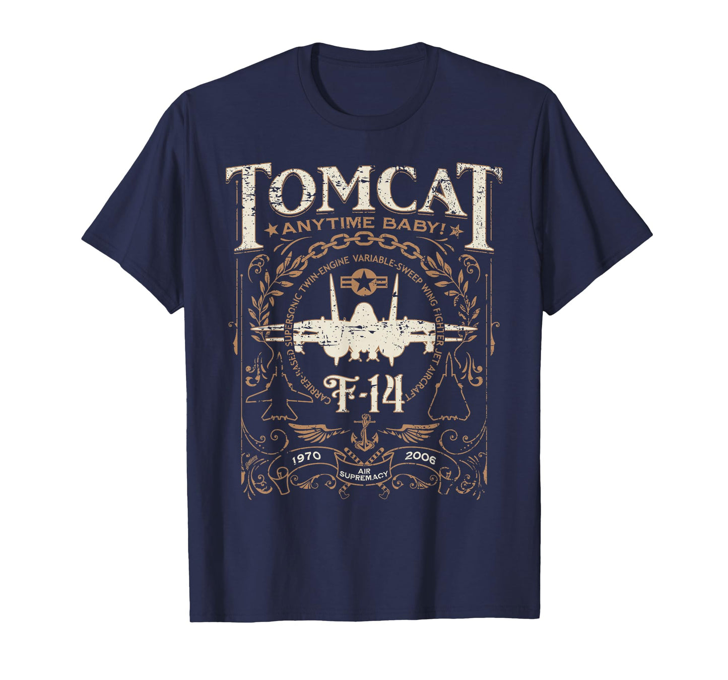 Classic F-14 Tomcat Military Fighter Jet Distressed Design T-Shirt
