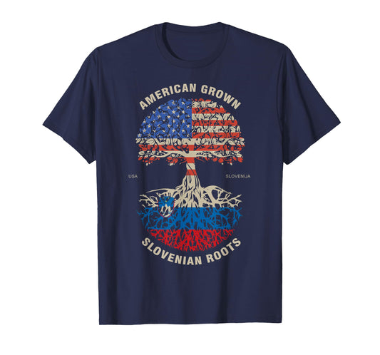 American Flag Slovenia Roots T-Shirt