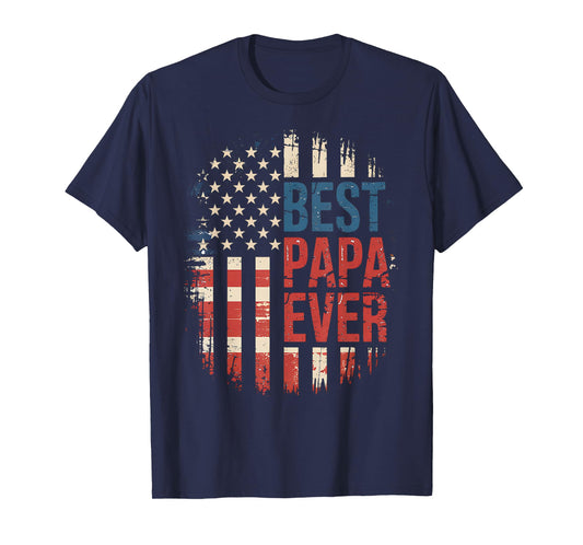 Best Papa Ever with US American Flag T-Shirt