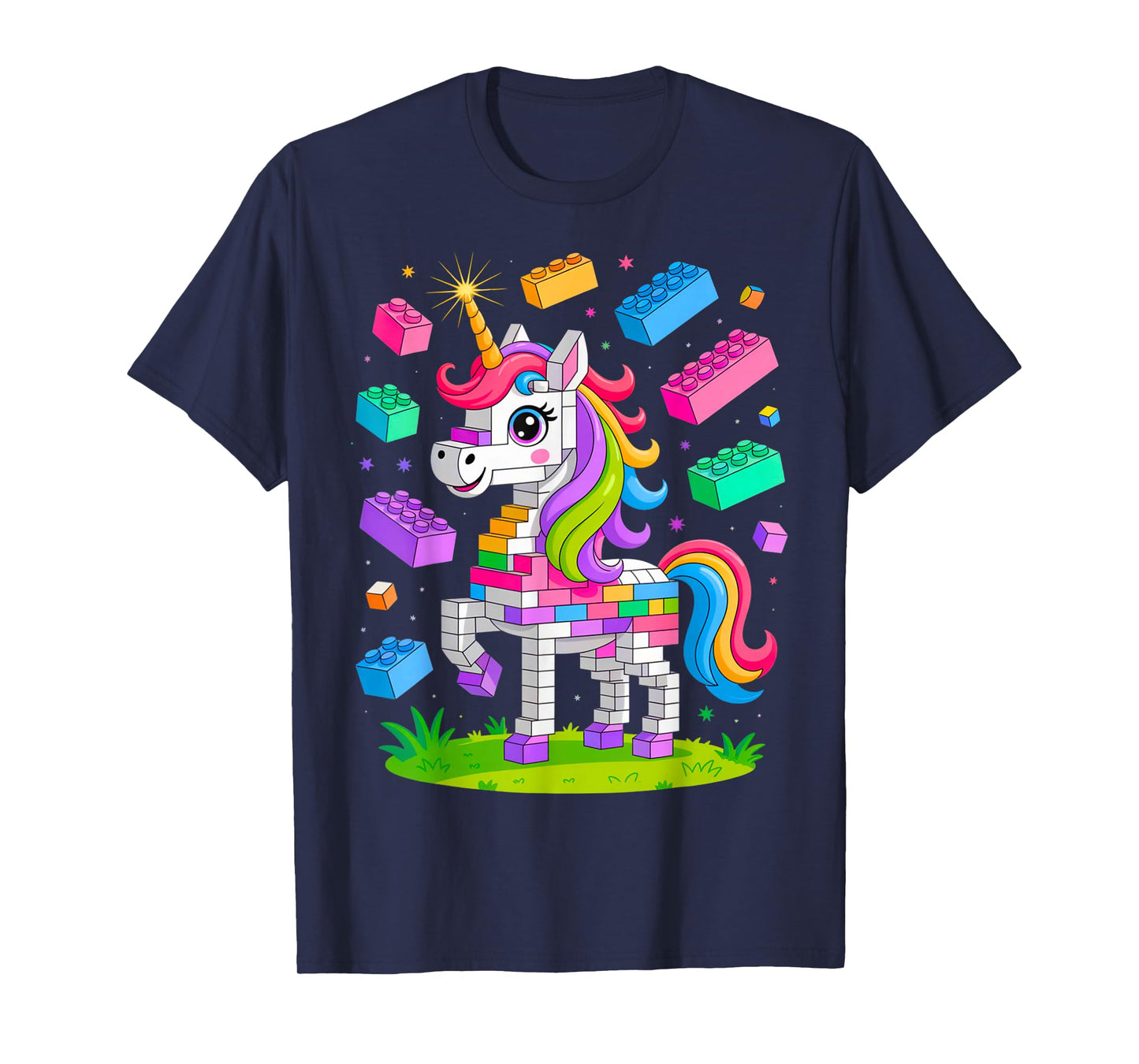 Unicorn Lover Master Builder Building Bricks Blocks Toy Kids T-Shirt
