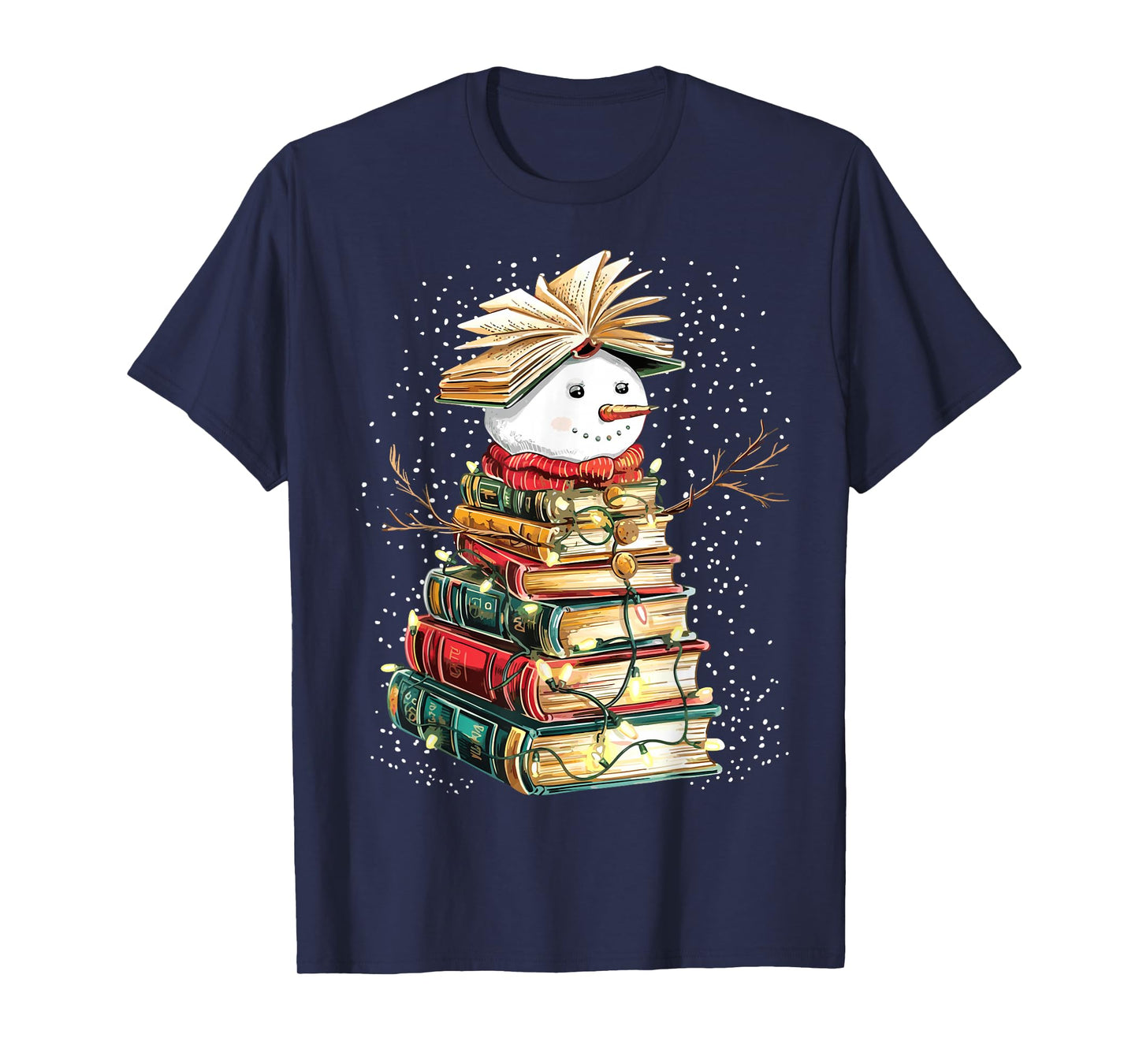 Book Snowman Christmas Tree Reading T-Shirt