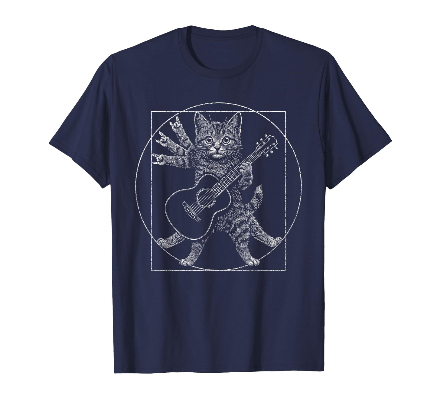 Rock Cat Guitar Music Funny Feline Rocker Design T-Shirt