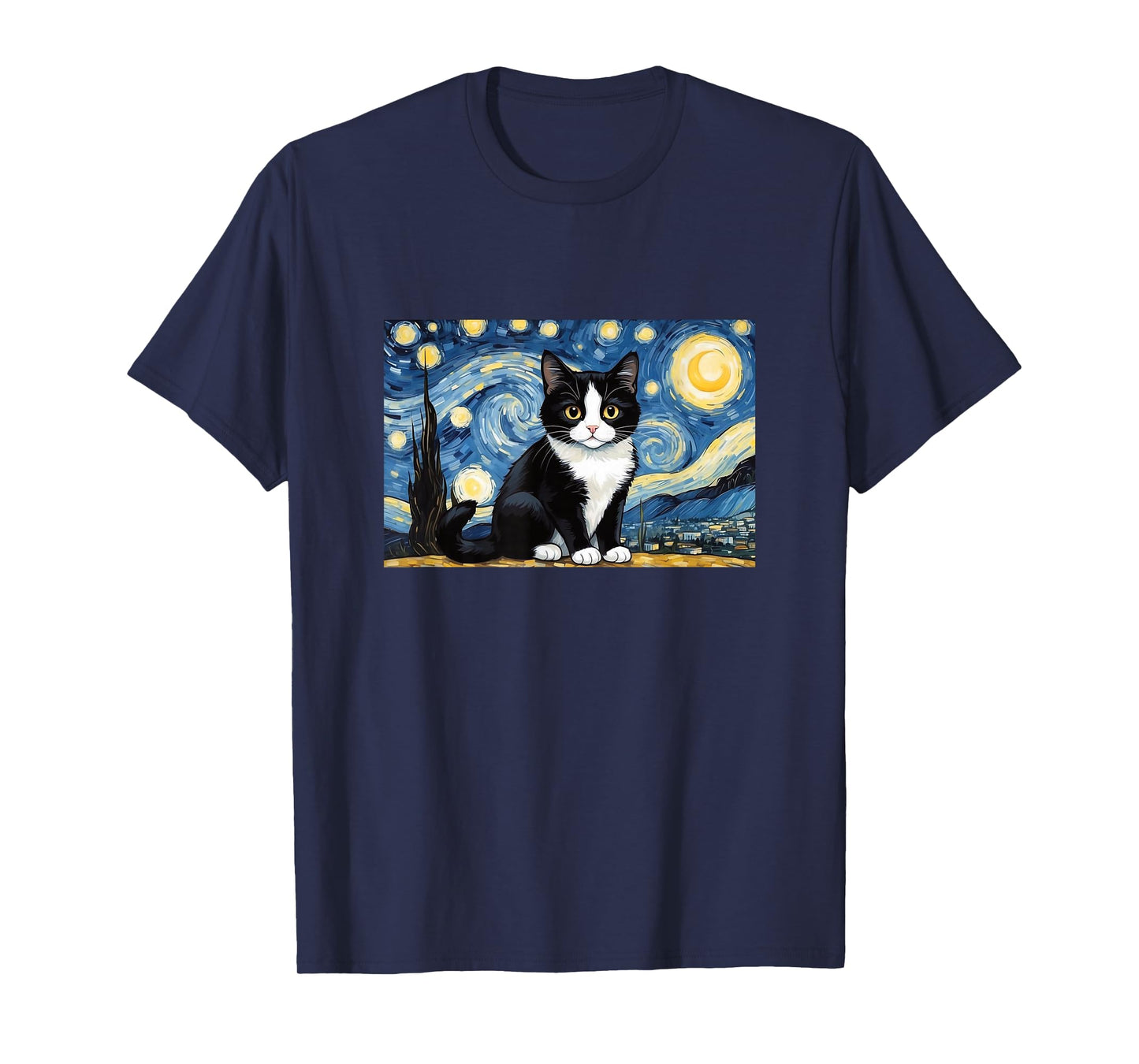 Cat Tuxedo Funny Design Starry Night T-Shirt