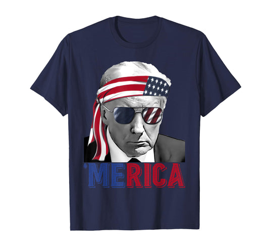 Happy 4th Of July 'MERICA TRUMP American Flag USA Women Girls Kids Men T-Shirt