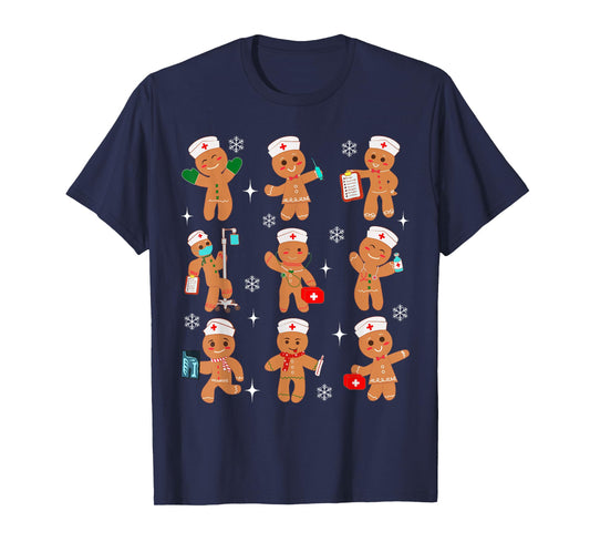 Cute Nurse Gingerbread Christmas Healthcare Workers Nursing T-Shirt
