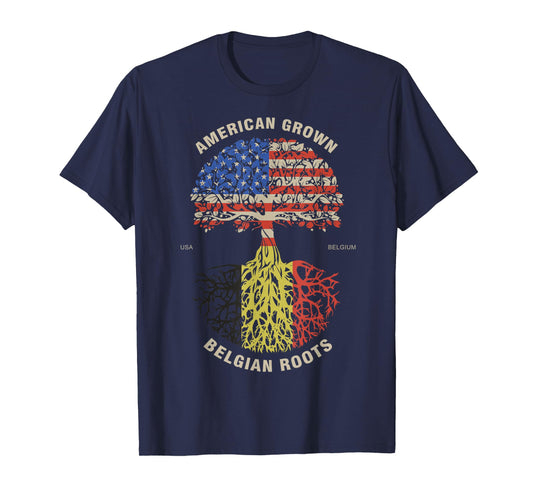 American Grown Belgian Roots Belgium Flag T-Shirt