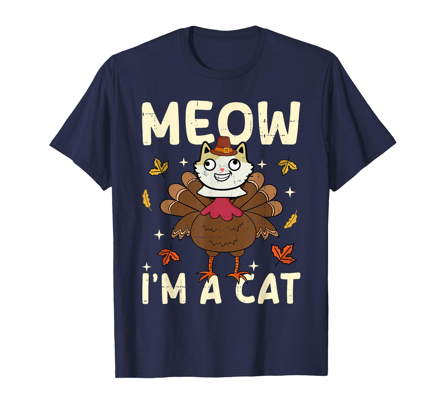 Thanksgiving Fake Cat Thanksgiving Turkey Cat Funny T-Shirt for Men Women Kids