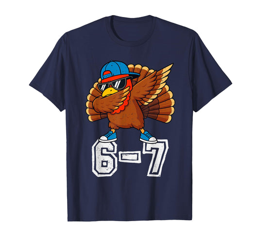 6 7 Six Seven Dabbing Turkey Gen Z Alpha Meme Slang Boy Kids T-Shirt
