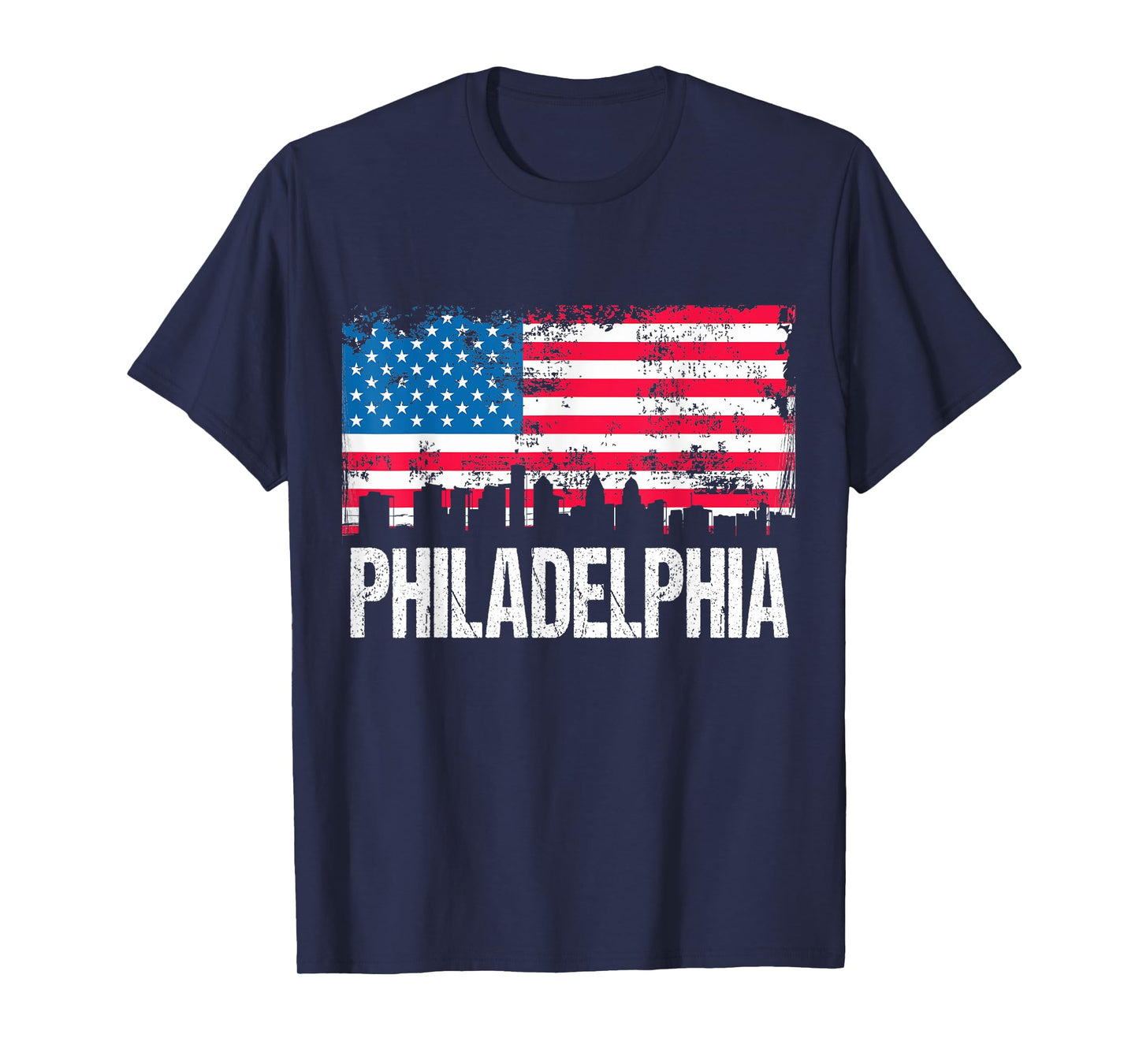 US Flag American City Skyline Philadelphia Pennsylvania USA T-Shirt