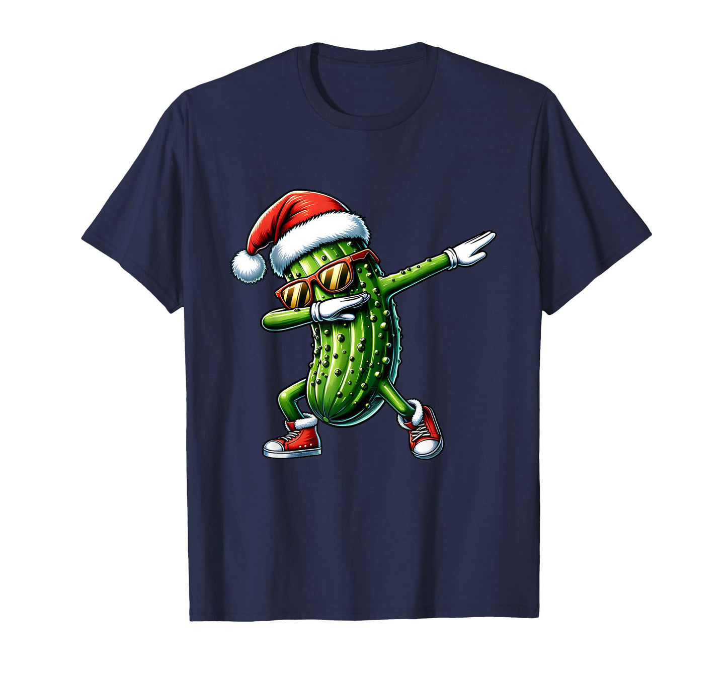 Christmas Pickle Santa Hat Dabbing Cucumber T-Shirt