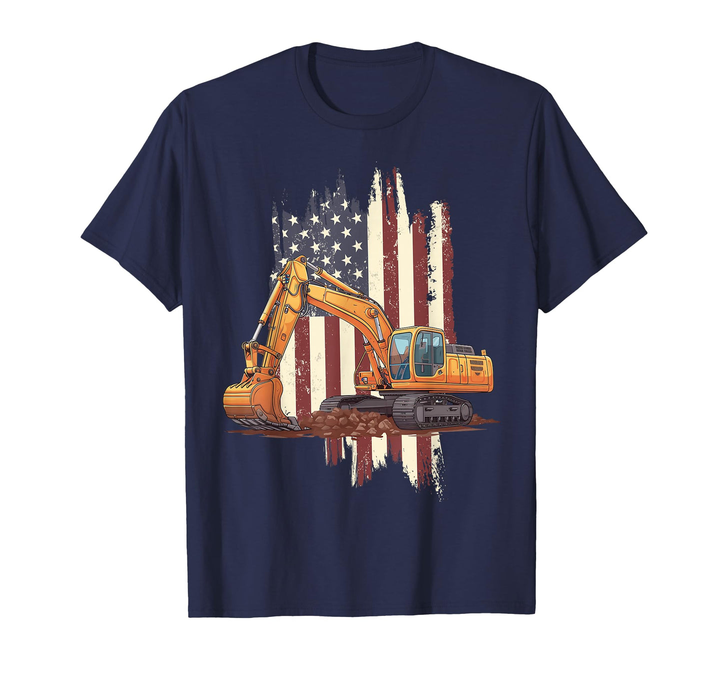 Excavator Digger Heavy Equipment Operator Patriotic T-Shirt