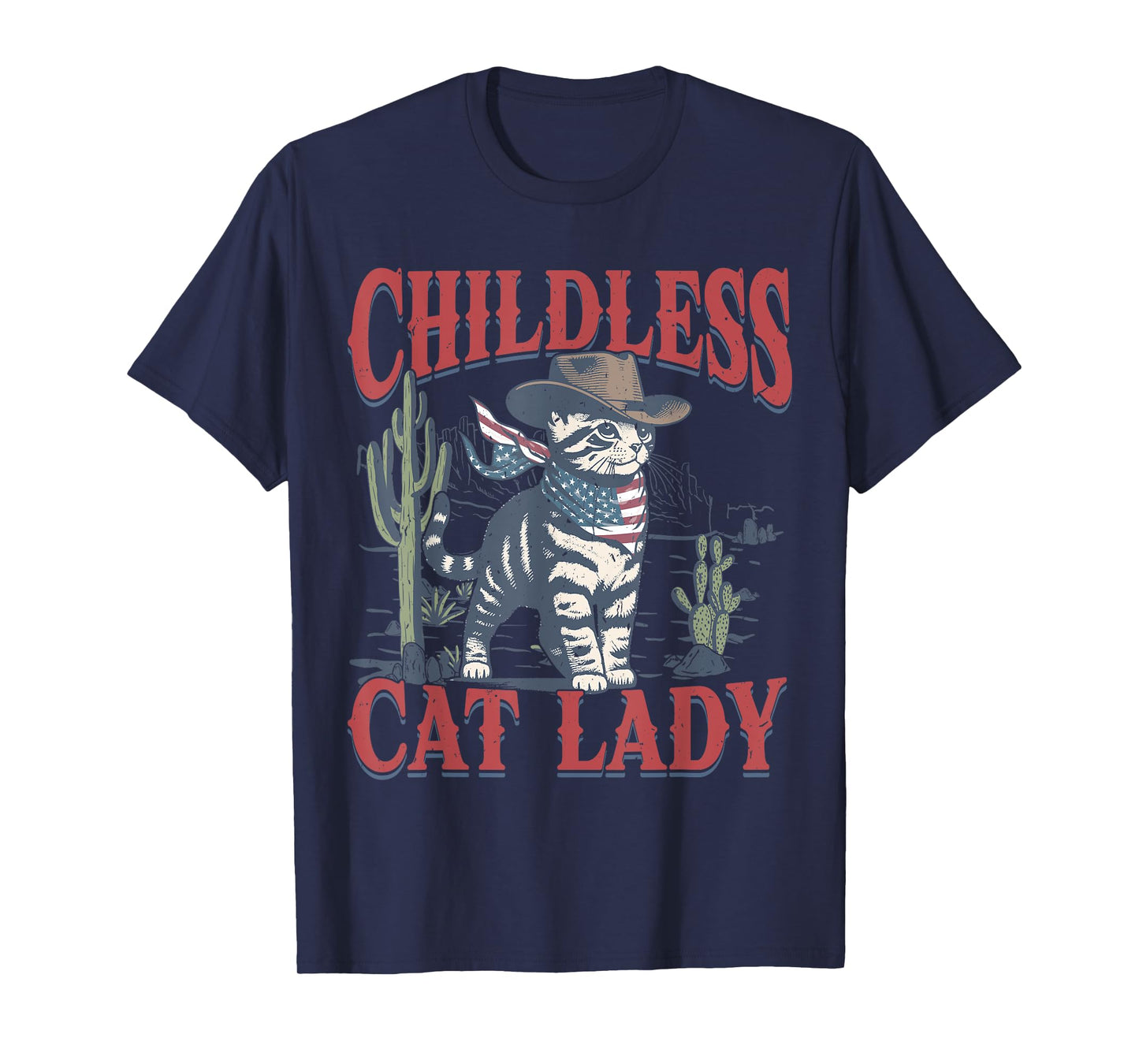 Cowboy Cat Childless Cat Lady For Kamala Election Voting T-Shirt