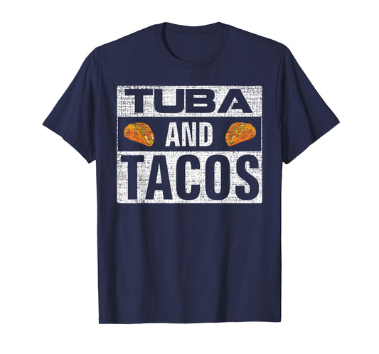 Vintage Tuba and Tacos Funny Music Orchestra Player Gift T-Shirt