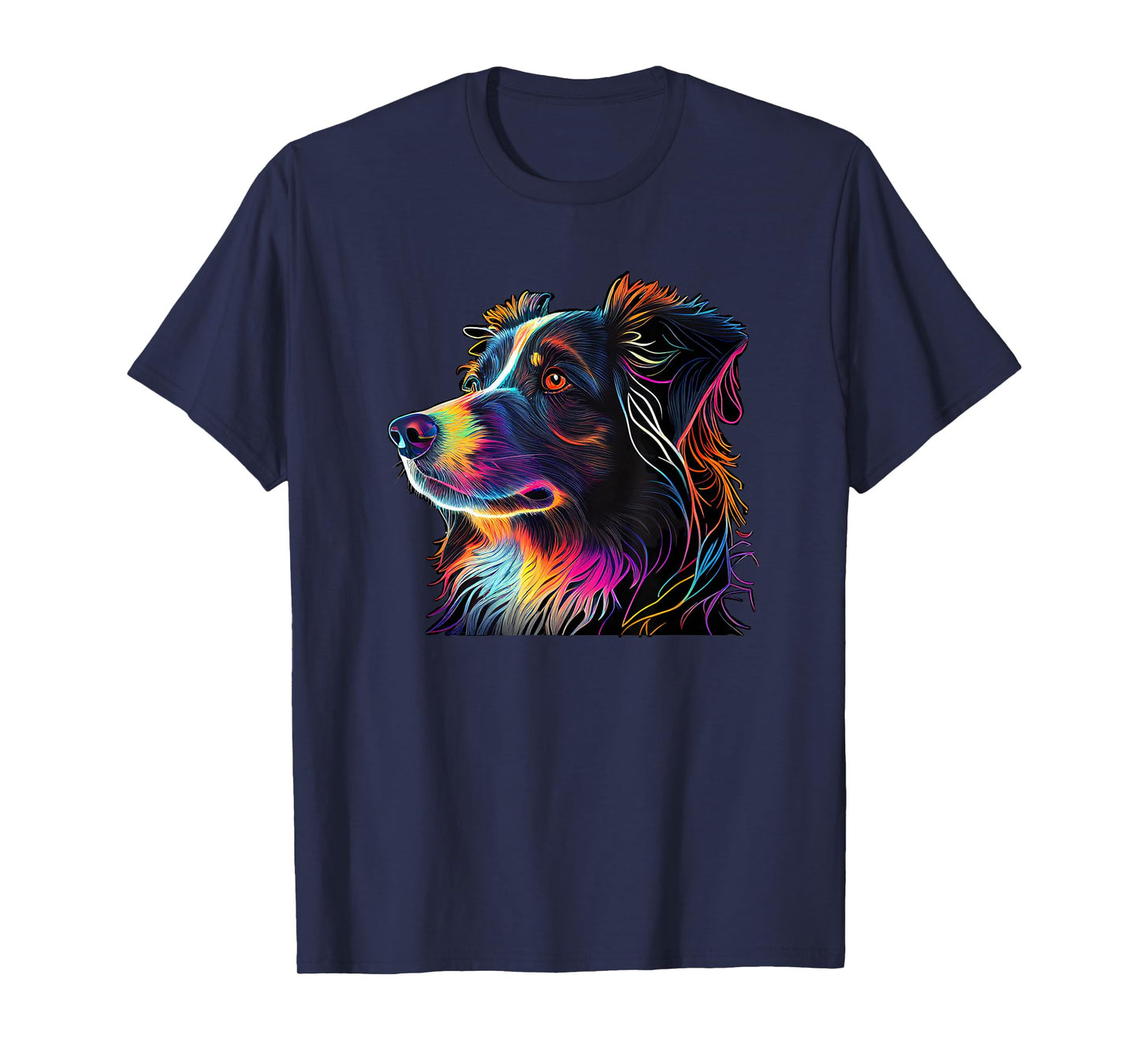 Australian Shepherd Mini Colorful Abstract Line Art T-Shirt