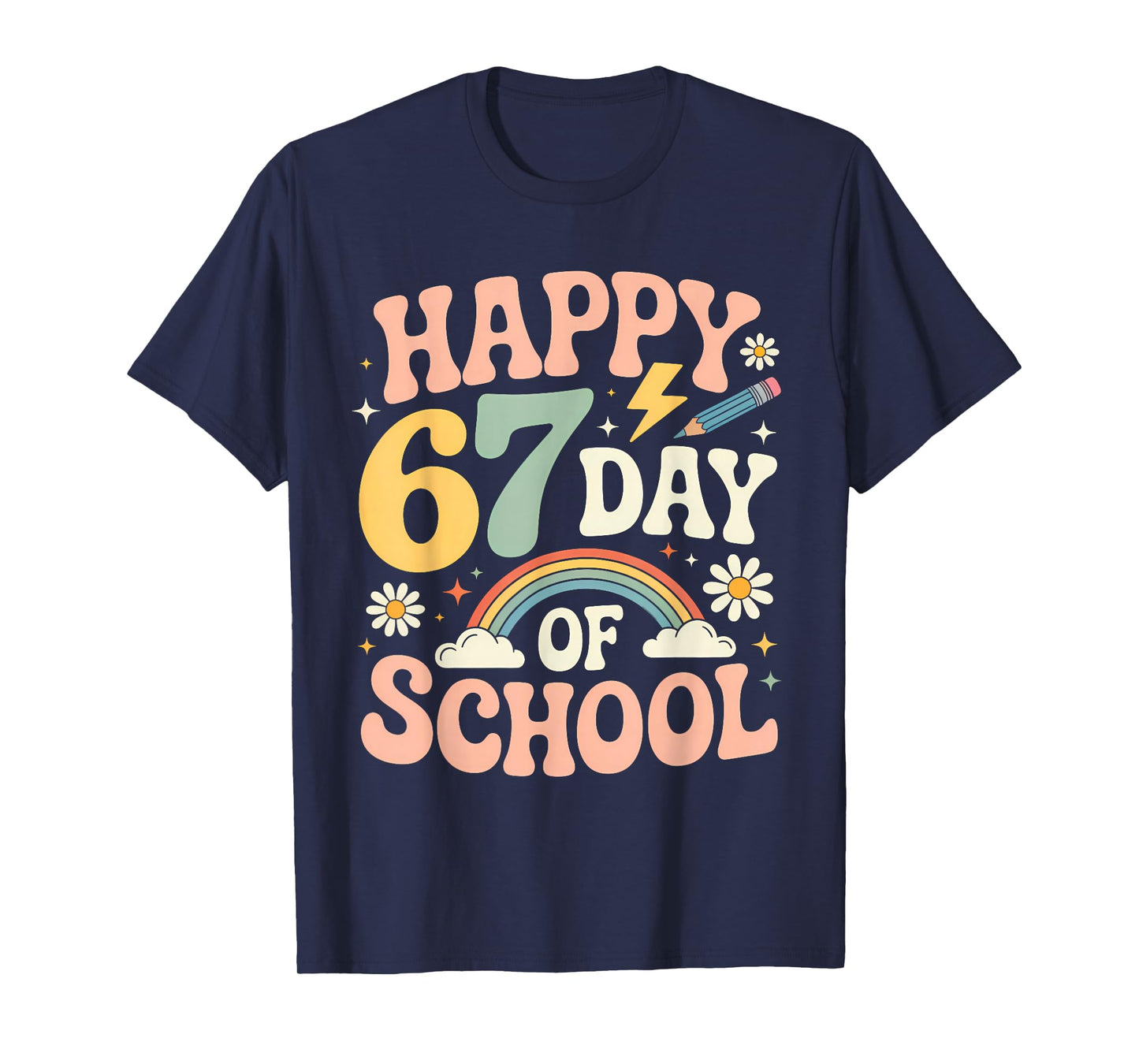 Retro 67 Days of School Happy 67th Day of School Funny 6 7 T-Shirt