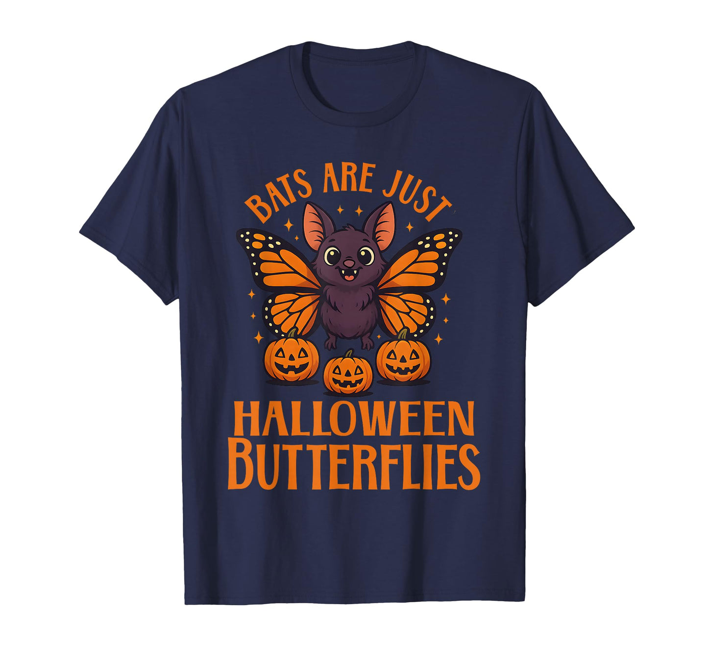 Creepy Cute Bat Halloween Butterfly with Pumpkins Funny Fall T-Shirt