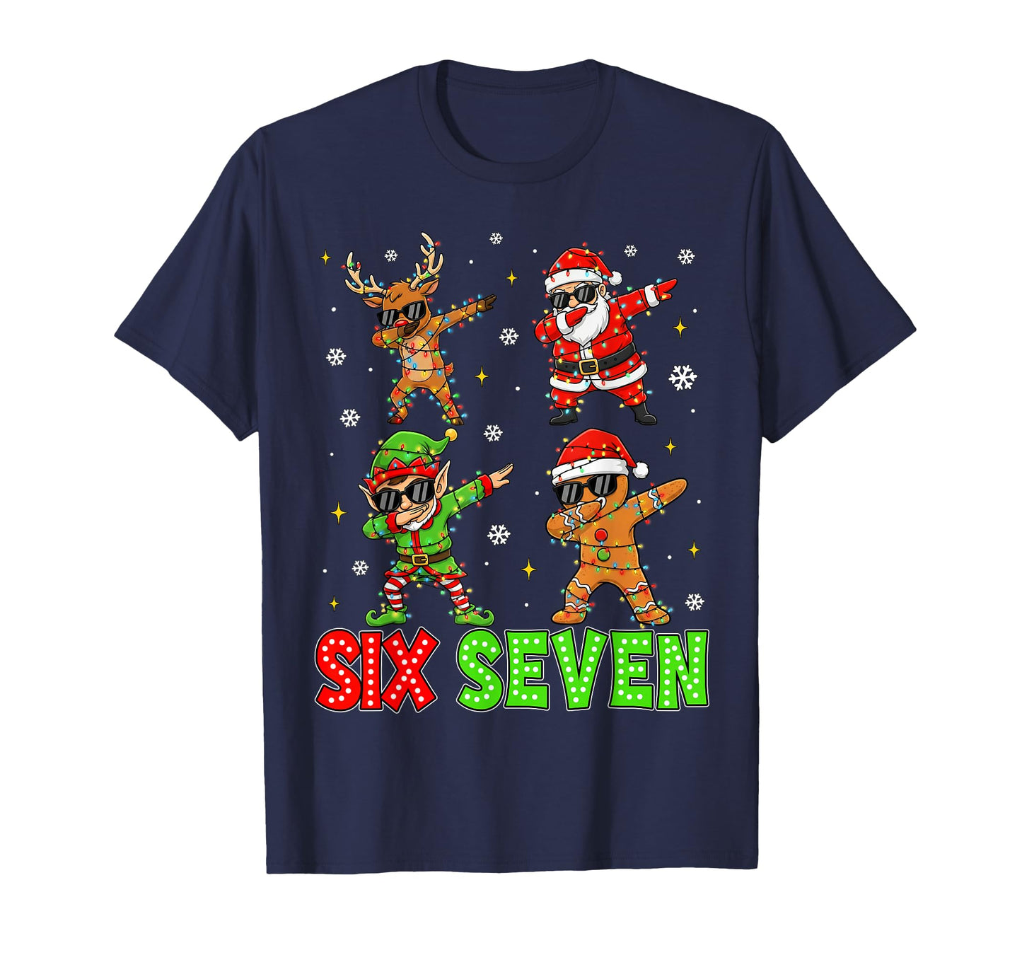 67 Six Seven Santa Reindeer Elf Gingerbread Christmas Kids T-Shirt