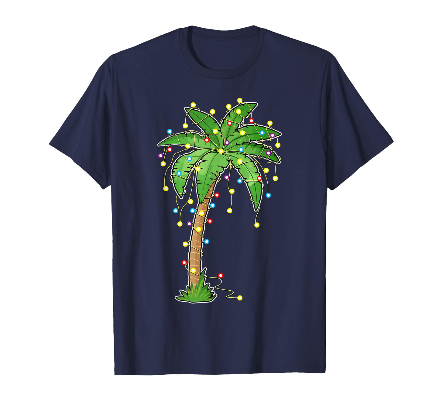 Christmas Lights Palm Tree Beach Funny Tropical Xmas Gift T-Shirt