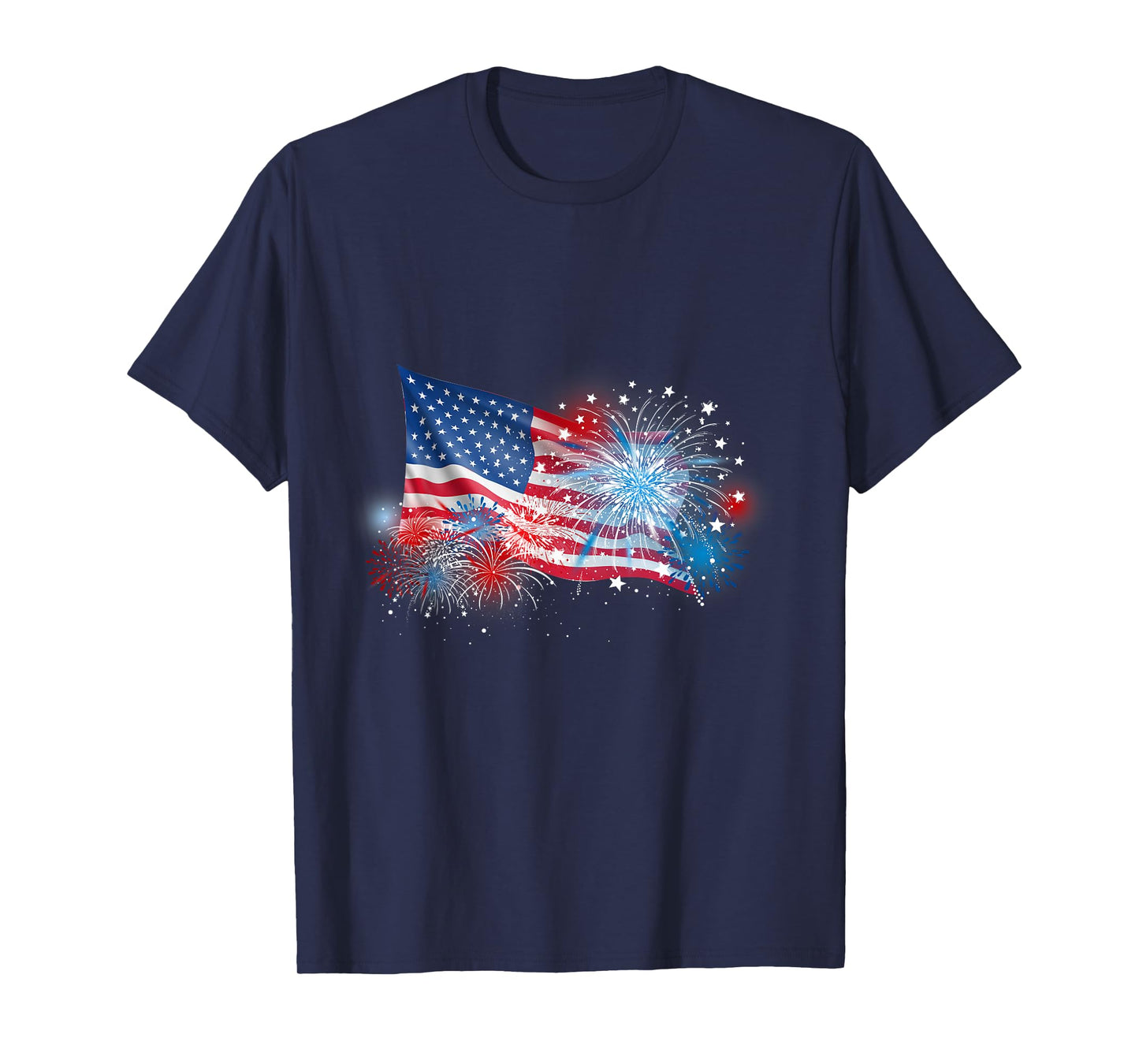 4th of July Red White and Blue Fireworks Show USA Flag T-Shirt