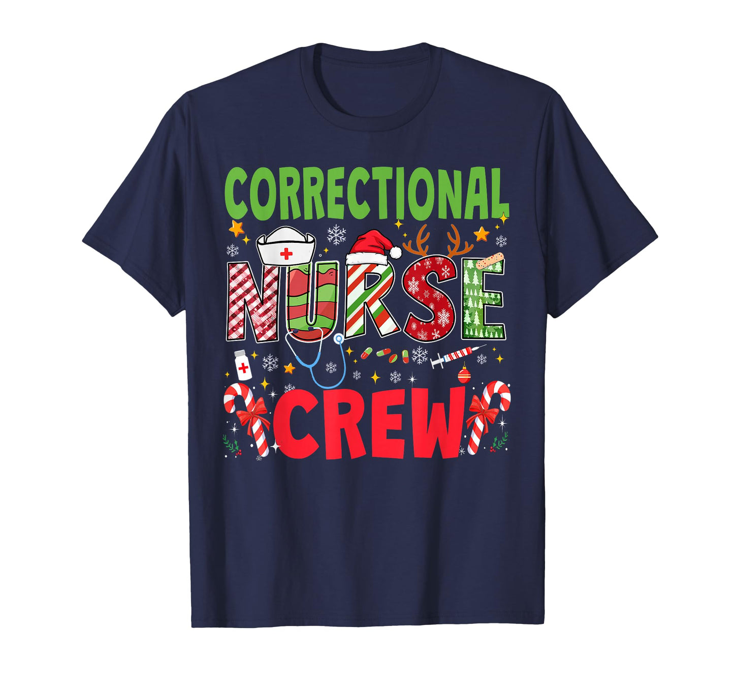 Correctional Nurse Christmas Crew Funny Xmas Nurse Pajama T-Shirt