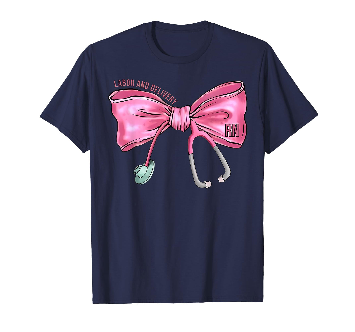 Coquette Bow Stethoscope Labor and Delivery Nurse RN Nursing T-Shirt