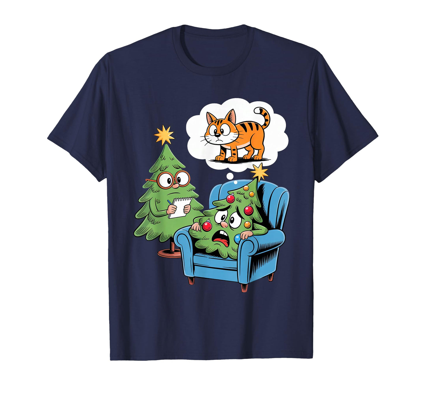 Cat Christmas Tree Shirts Cat Kids Men Women Christmas Cat T-Shirt
