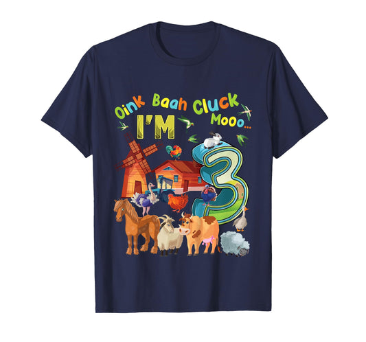 Barnyard 3rd Birthday Farm Animals 3 Years Old Farming T-Shirt