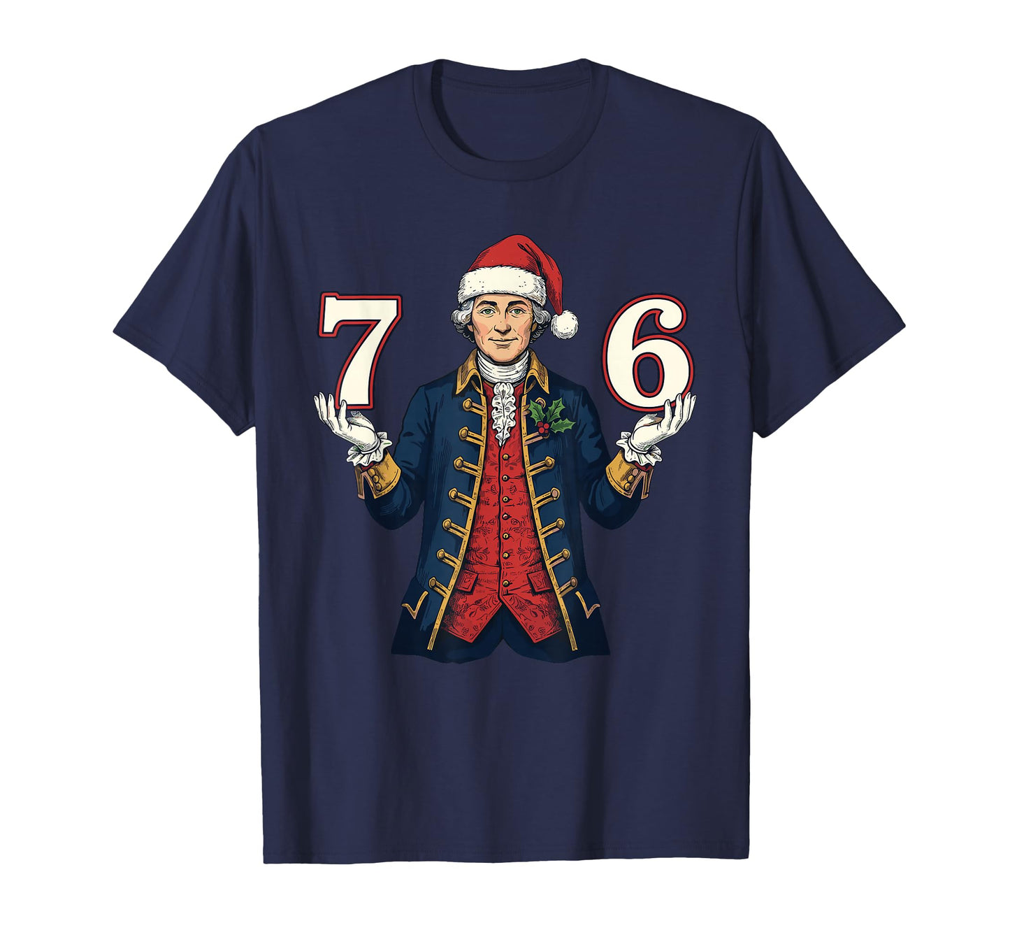 7-6 6-7 Funny George Washington Santa 67 Meme Christmas T-Shirt