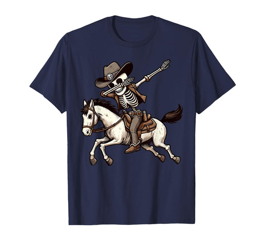 Dabbing Skeleton Cowboy Halloween Costume Kids Boys Men Dab T-Shirt