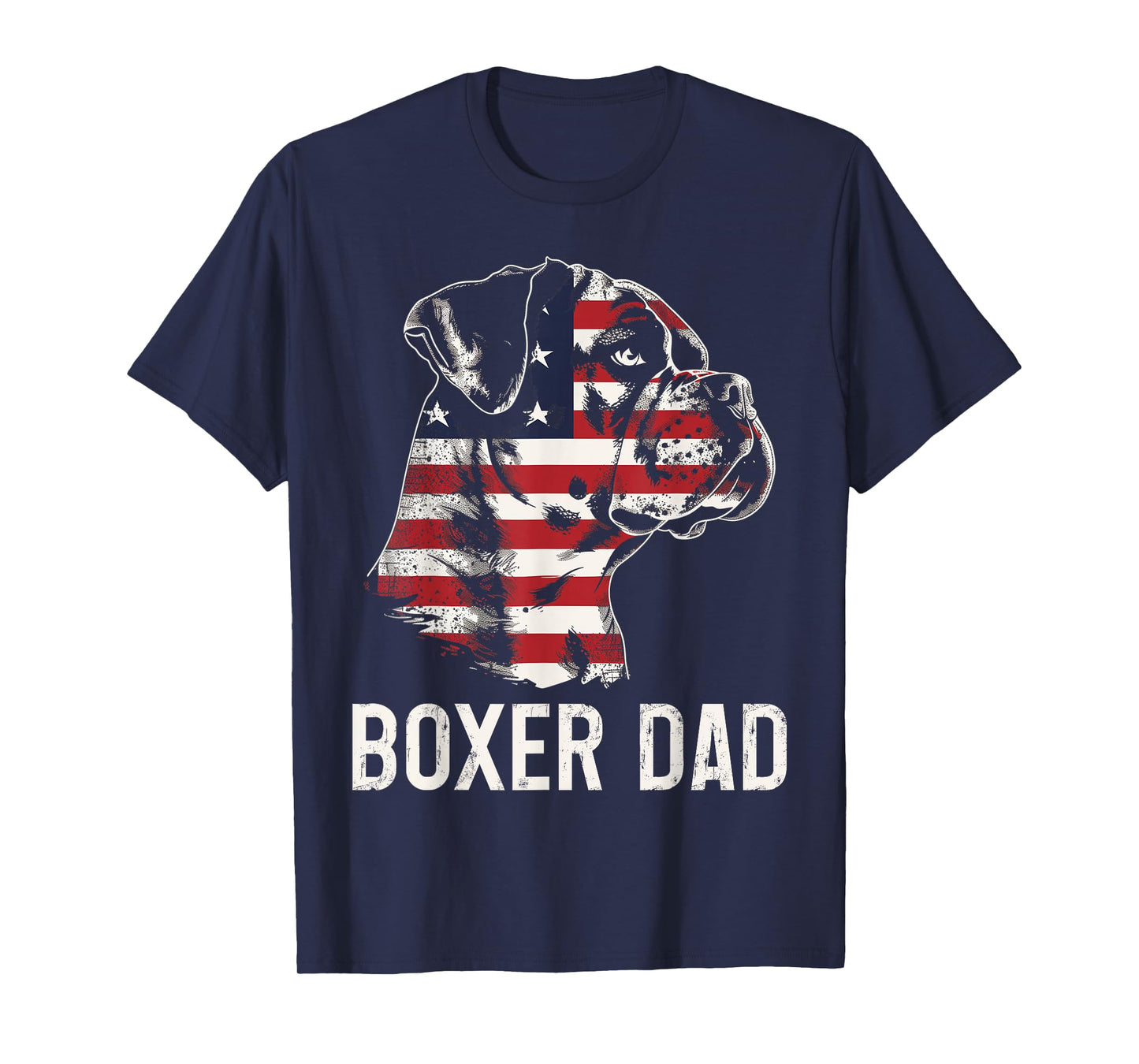 Boxer Dad American Flag Patriotic Dog T-Shirt