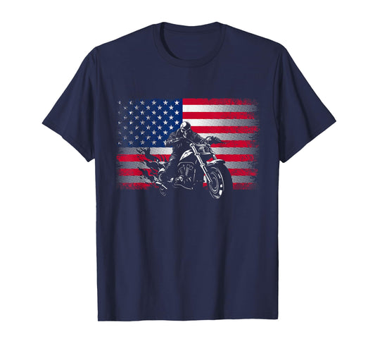 American Flag Biker Motorcycle Women Men T-Shirt
